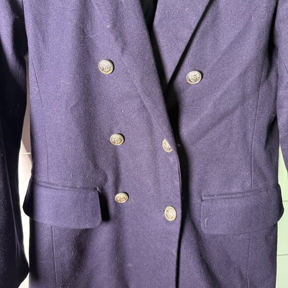 Adolfo Studio Blazer 10 Petite Navy Double Breasted Great Buttons 100% Wool - Picture 4 of 7